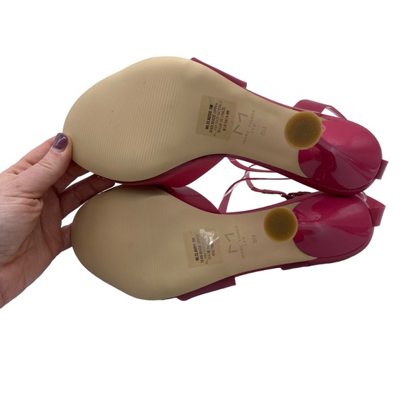 Marc Fisher Shoes Claudie Heels Pink Vegan Sandals Colorful Chic Buckle NEW - Picture 8 of 11
